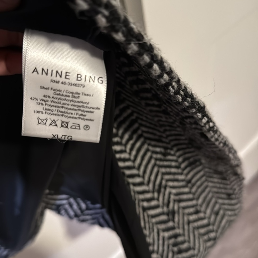 Anine Bing Elodie Herringbone Tweed Long Overcoat - Picture 8 of 14